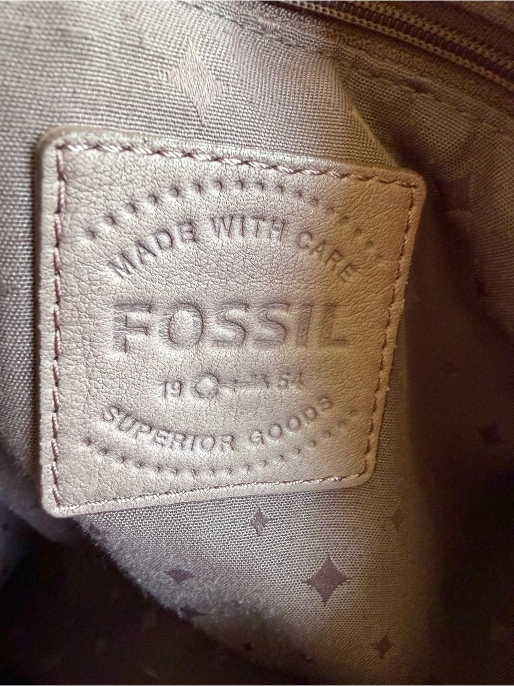 Fossil Mauve Purple Leather Shoulder Bag Tote - Picture 5 of 6